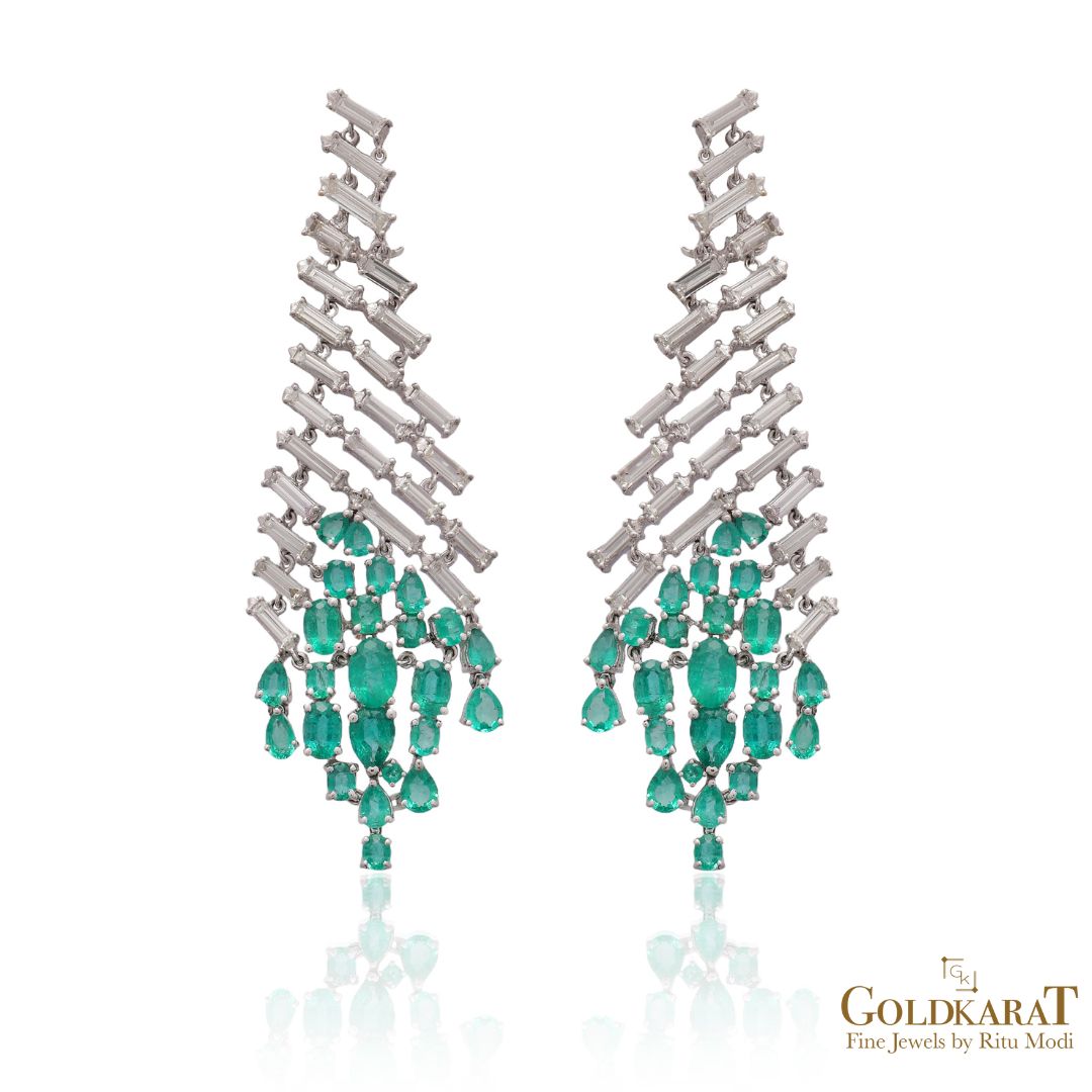 Diamond Emerald Janja Earrings - GOLDKARAT
