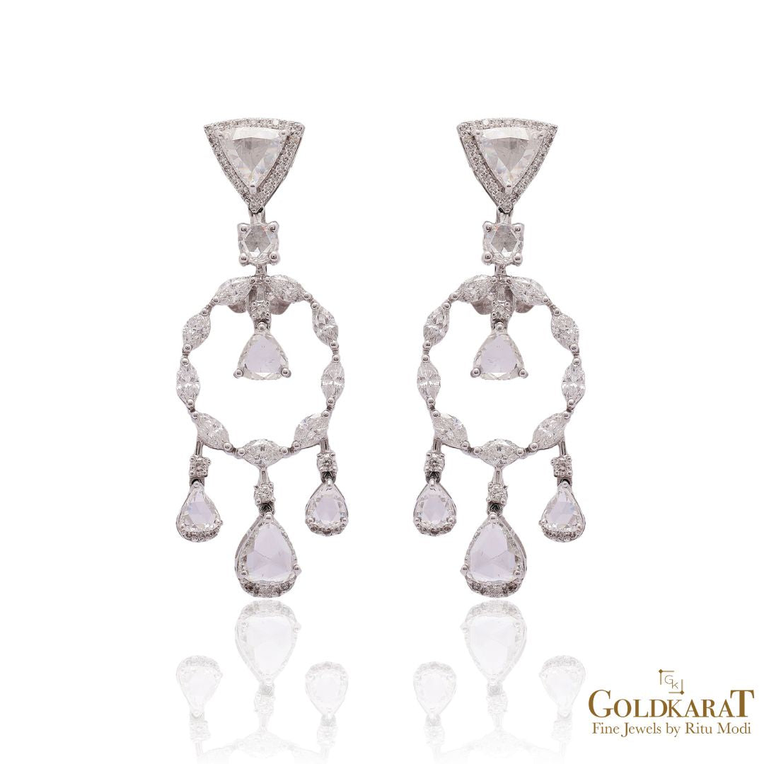 Diamond Rose Cut Delicate Danglers - GOLDKARAT