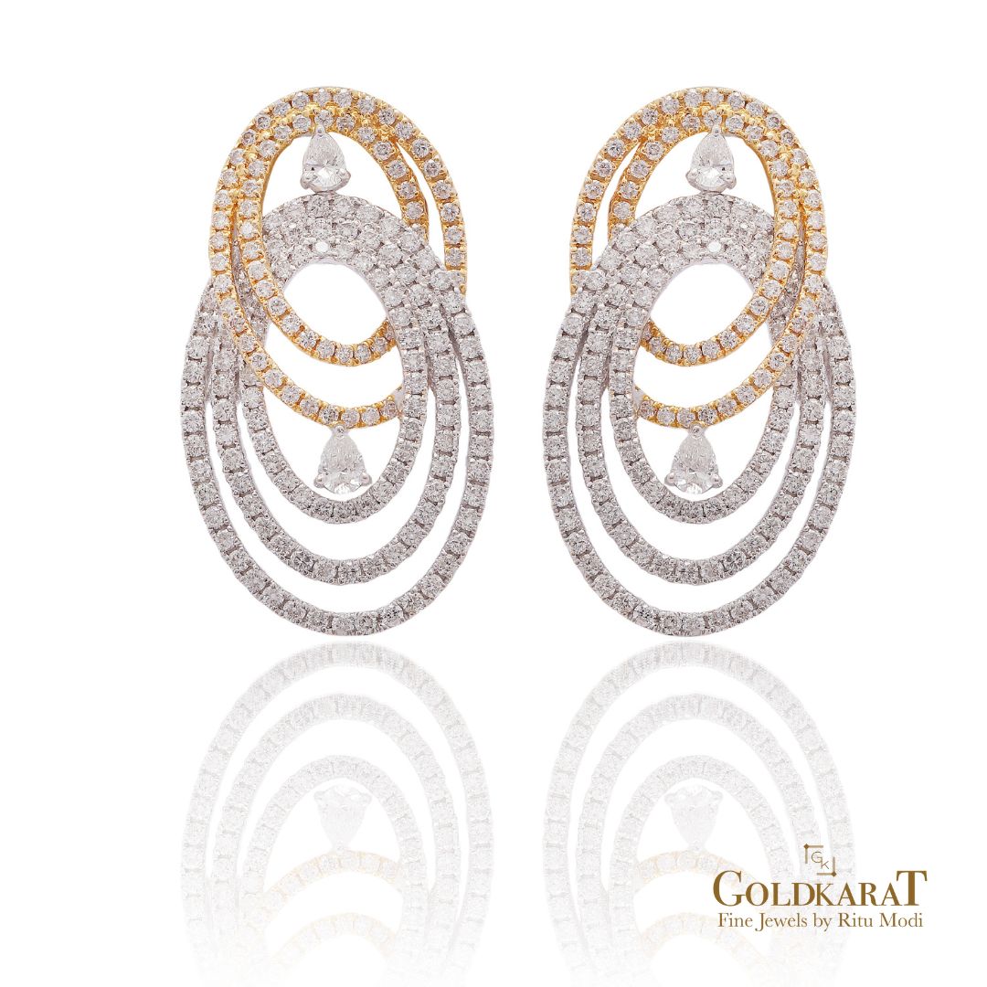 Diamond Treble Ringed Earrings - GOLDKARAT