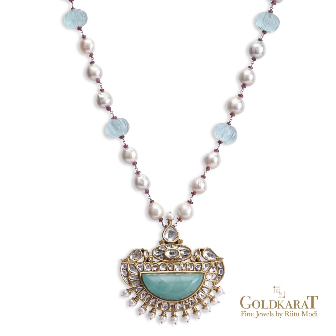 Bagh Emerald Polki Necklace - GOLDKARAT