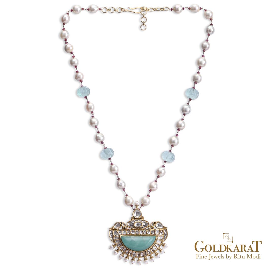 Bagh Emerald Polki Necklace - GOLDKARAT