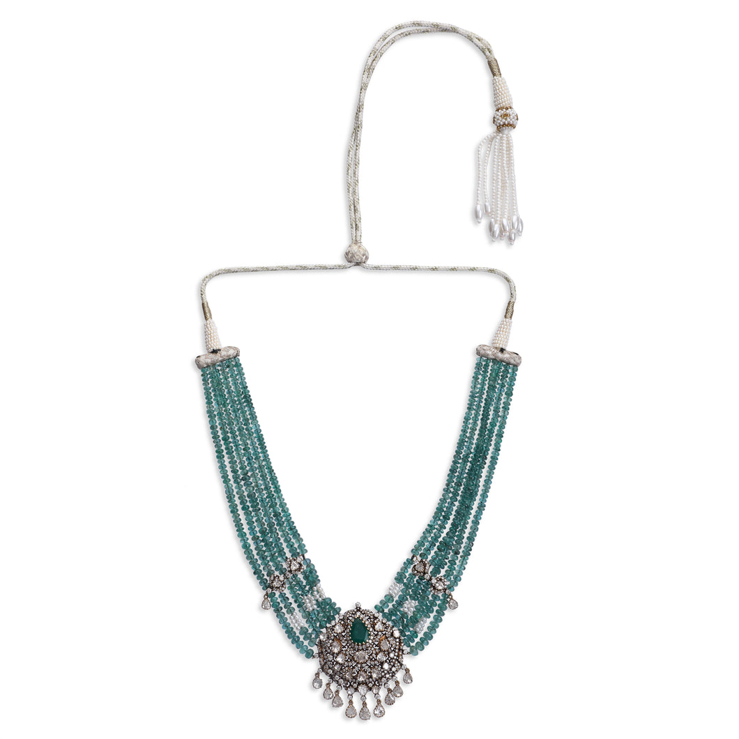 Victorian Polki Diamond emerald necklace - GOLDKARAT