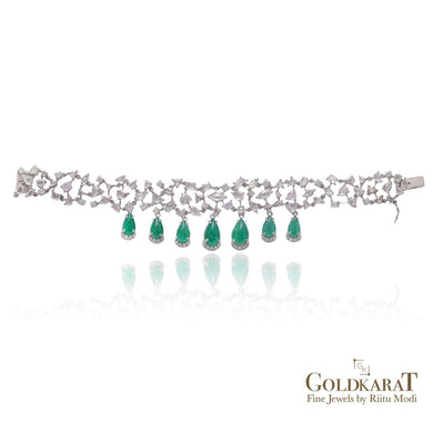 Rose Cut Diamond Emerald Bracelet - GOLDKARAT