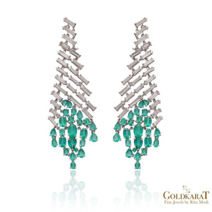 Diamond  Emerald Janja Earrings - GOLDKARAT