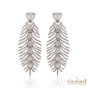 Peacock Plume Diamond Earrings - GOLDKARAT