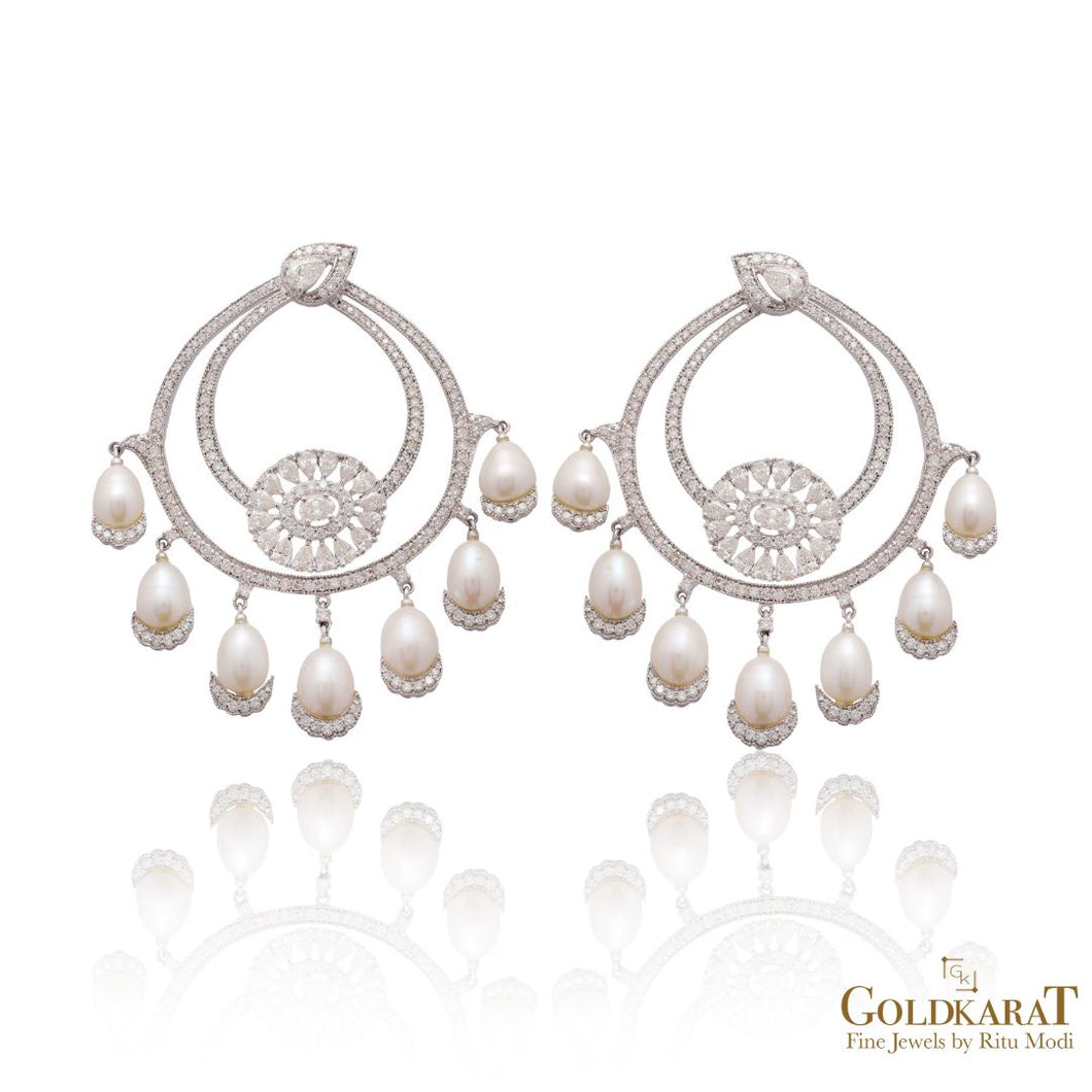 Diamond Pearl Chandelier Earrings - GOLDKARAT