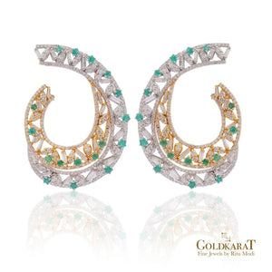 Diamond Double Whorl Earrings - GOLDKARAT
