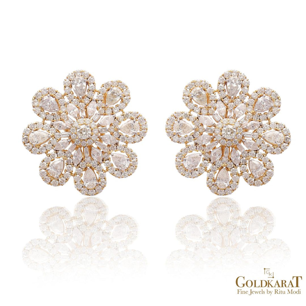 Diamond Cluster Stud Earrings - GOLDKARAT
