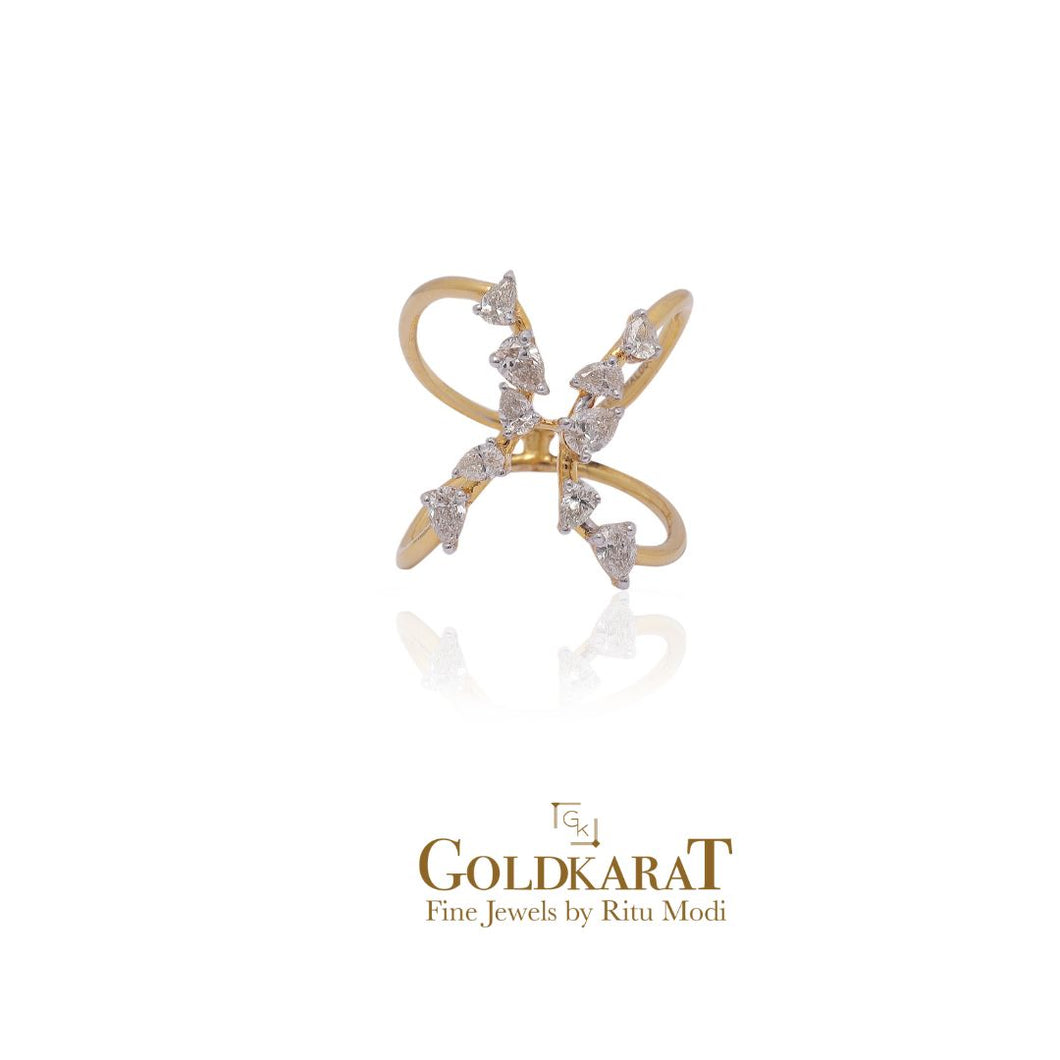 Double Band Diamond Ring - GOLDKARAT