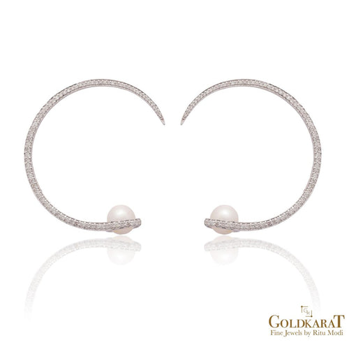 Diamond Pearl Earrings - GOLDKARAT