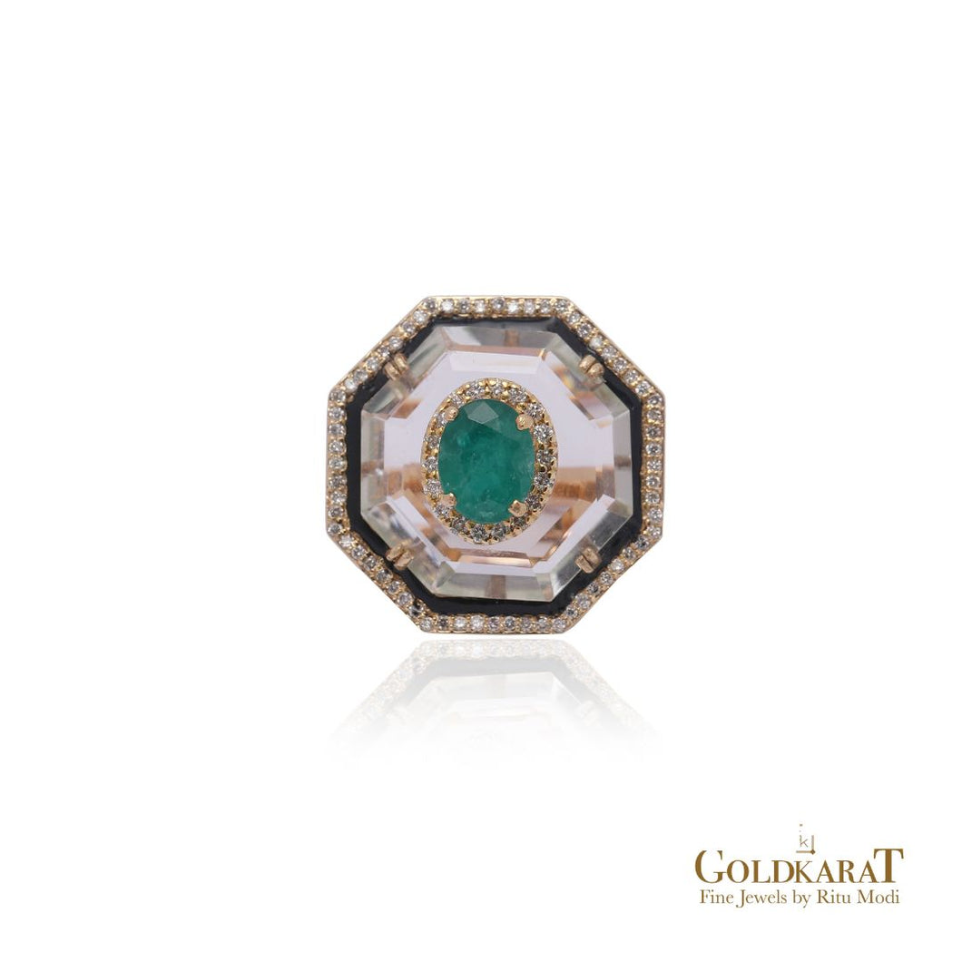 Emerald Intarsia Ring - GOLDKARAT